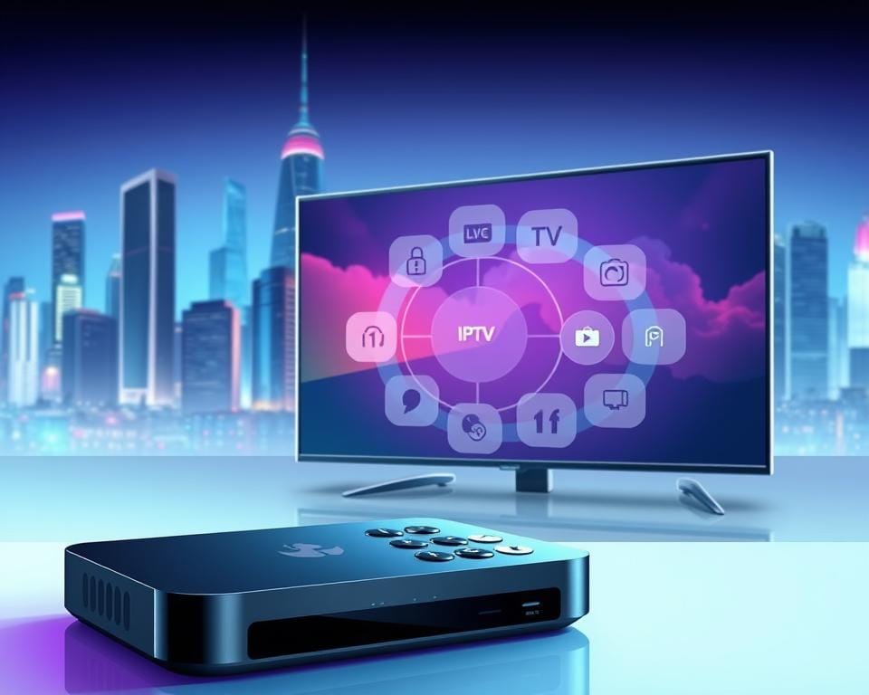 A contemporary digital illustration depicting the different types of IPTV services. In the foreground, a sleek streaming device and a smart TV set, showcasing various IPTV app icons. In the middle ground, a diagram outlining the key IPTV service categories, such as live TV, video-on-demand, and catch-up TV. In the background, a cityscape with tall buildings and a vibrant, futuristic atmosphere, reflecting the modern, technology-driven nature of IPTV. The overall scene is rendered in a clean, minimalist style with a cool color palette, emphasizing the technical and digital aspects of the IPTV ecosystem. A contemporary digital illustration depicting the different types of IPTV services. In the foreground, a sleek streaming device and a smart TV set, showcasing various IPTV app icons. In the middle ground, a diagram outlining the key IPTV service categories, such as live TV, video-on-demand, and catch-up TV. In the background, a cityscape with tall buildings and a vibrant, futuristic atmosphere, reflecting the modern, technology-driven nature of IPTV. The overall scene is rendered in a clean, minimalist style with a cool color palette, emphasizing the technical and digital aspects of the IPTV ecosystem.
