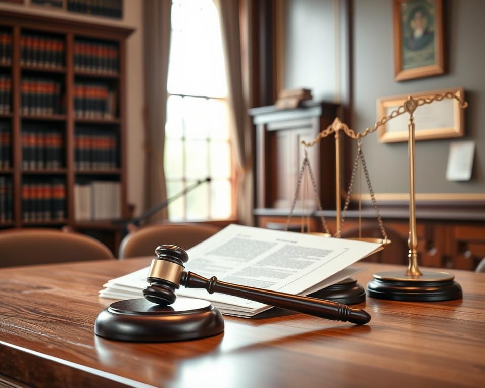 A courtroom scene with a legal document on a wooden desk, illuminated by soft, natural lighting entering through a large window. In the foreground, a gavel and a scale of justice symbolize the legal process. In the background, shelves of law books and a framed diploma on the wall suggest an authoritative and professional setting. The overall atmosphere conveys a sense of seriousness, contemplation, and the careful consideration of legal aspects. A courtroom scene with a legal document on a wooden desk, illuminated by soft, natural lighting entering through a large window. In the foreground, a gavel and a scale of justice symbolize the legal process. In the background, shelves of law books and a framed diploma on the wall suggest an authoritative and professional setting. The overall atmosphere conveys a sense of seriousness, contemplation, and the careful consideration of legal aspects.