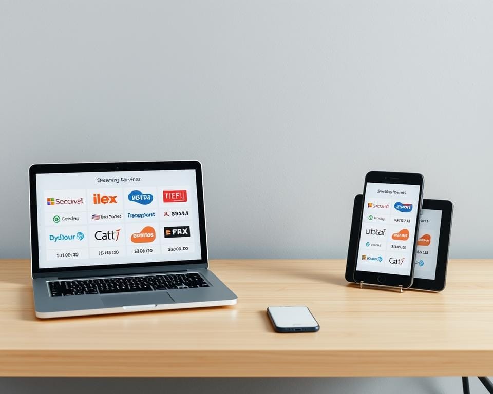 A detailed image of "Fines for streaming services in Europe". A minimalistic, clean desktop setup with a laptop, tablet, and smartphone displaying various streaming service logos. The devices are arranged neatly on a simple wooden desk, with a neutral gray or beige background. Soft, even lighting creates a professional, business-focused atmosphere. The devices' screens show charts, graphs, and text highlighting the different fine amounts imposed by European countries for illegal IPTV usage. The overall composition conveys a sense of information and regulations surrounding the legal and financial implications of unauthorized streaming. A detailed image of "Fines for streaming services in Europe". A minimalistic, clean desktop setup with a laptop, tablet, and smartphone displaying various streaming service logos. The devices are arranged neatly on a simple wooden desk, with a neutral gray or beige background. Soft, even lighting creates a professional, business-focused atmosphere. The devices' screens show charts, graphs, and text highlighting the different fine amounts imposed by European countries for illegal IPTV usage. The overall composition conveys a sense of information and regulations surrounding the legal and financial implications of unauthorized streaming.