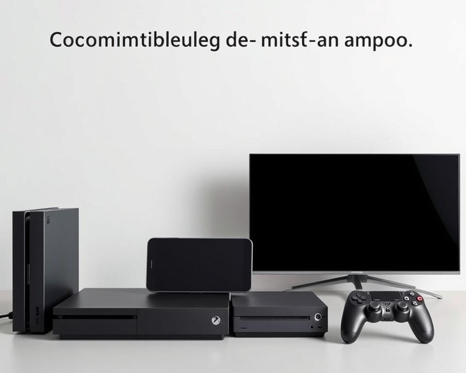 A sleek, modern arrangement of various electronic devices, including a smart TV, smartphone, tablet, and game console, harmoniously displayed against a minimalist, light-colored background. The devices are meticulously crafted, their interfaces and connections clearly visible, conveying a sense of seamless compatibility and integration. Soft, indirect lighting illuminates the scene, highlighting the premium, high-tech aesthetic. The overall composition exudes a sense of simplicity, efficiency, and versatility, reflecting the "Compatibel met alle apparaten" theme. A sleek, modern arrangement of various electronic devices, including a smart TV, smartphone, tablet, and game console, harmoniously displayed against a minimalist, light-colored background. The devices are meticulously crafted, their interfaces and connections clearly visible, conveying a sense of seamless compatibility and integration. Soft, indirect lighting illuminates the scene, highlighting the premium, high-tech aesthetic. The overall composition exudes a sense of simplicity, efficiency, and versatility, reflecting the "Compatibel met alle apparaten" theme.