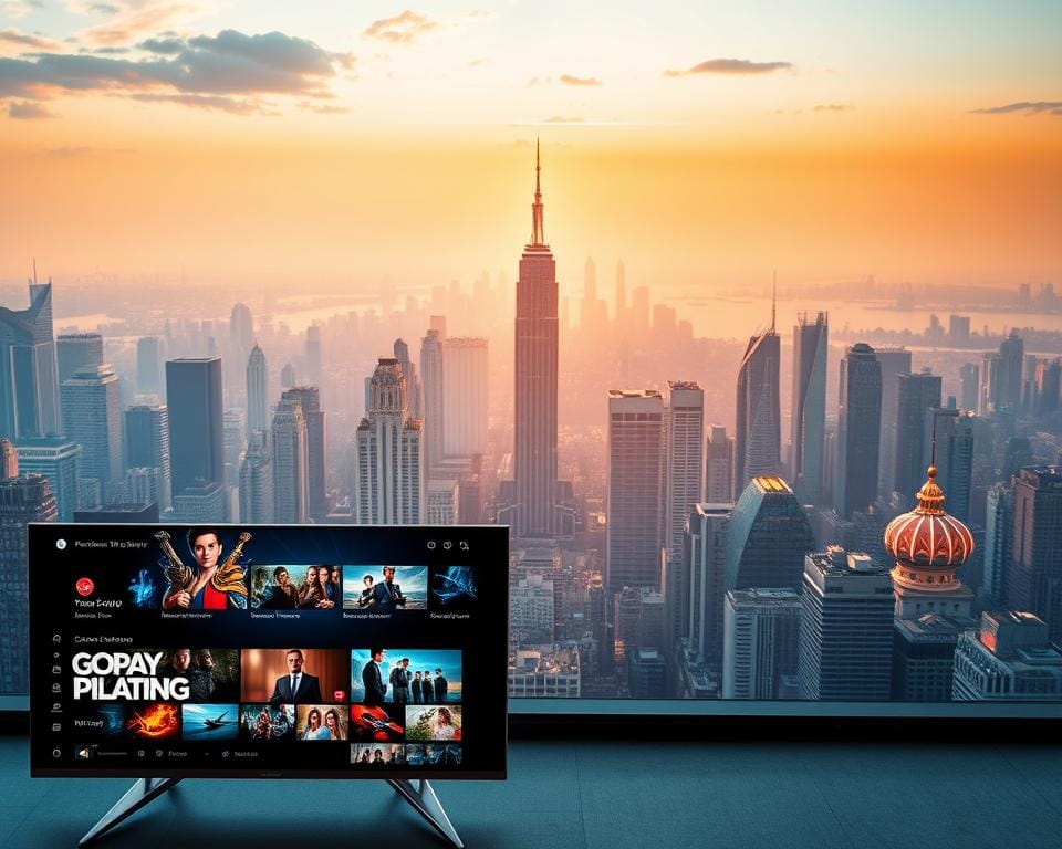 A sophisticated, visually-stunning interface of the PremiumTV platform. In the foreground, a sleek, minimalist dashboard with intuitive controls and dynamic visualizations of video content. The middle ground features a curated selection of high-quality TV shows, movies, and live channels, all presented with vivid, cinematic imagery. The background showcases a stunning, panoramic view of a modern, technologically-advanced city skyline, bathed in warm, natural lighting and a subtle, futuristic haze. The overall atmosphere conveys a sense of premium quality, cutting-edge technology, and immersive entertainment, perfectly suited for the Xsarius IPTV "Voordelen van Xsarius IPTV" section. A sophisticated, visually-stunning interface of the PremiumTV platform. In the foreground, a sleek, minimalist dashboard with intuitive controls and dynamic visualizations of video content. The middle ground features a curated selection of high-quality TV shows, movies, and live channels, all presented with vivid, cinematic imagery. The background showcases a stunning, panoramic view of a modern, technologically-advanced city skyline, bathed in warm, natural lighting and a subtle, futuristic haze. The overall atmosphere conveys a sense of premium quality, cutting-edge technology, and immersive entertainment, perfectly suited for the Xsarius IPTV "Voordelen van Xsarius IPTV" section.