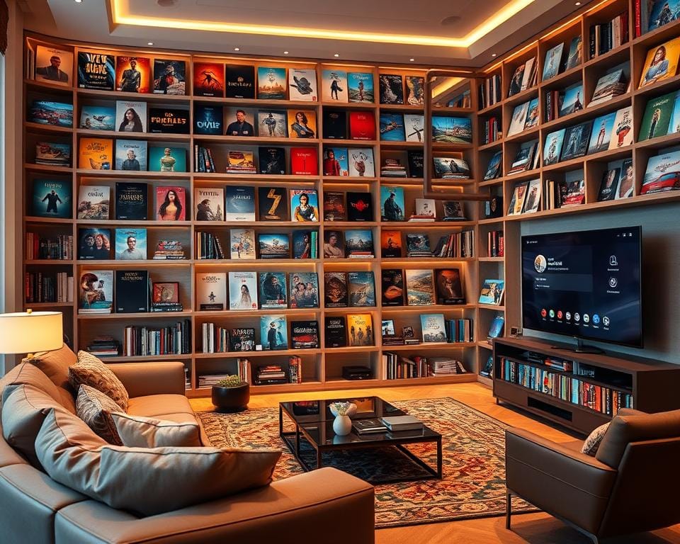 A vast and captivating library of entertainment content, offering a diverse array of movies, TV shows, live channels, and more. A cozy living room setup with plush seating, a large flatscreen display, and a sleek media center showcasing the expansive selection. Warm lighting casts a welcoming glow, while modern decor and clean lines create an inviting atmosphere. The scene exudes a sense of comfort and unlimited possibilities for immersive viewing experiences. A vast and captivating library of entertainment content, offering a diverse array of movies, TV shows, live channels, and more. A cozy living room setup with plush seating, a large flatscreen display, and a sleek media center showcasing the expansive selection. Warm lighting casts a welcoming glow, while modern decor and clean lines create an inviting atmosphere. The scene exudes a sense of comfort and unlimited possibilities for immersive viewing experiences.