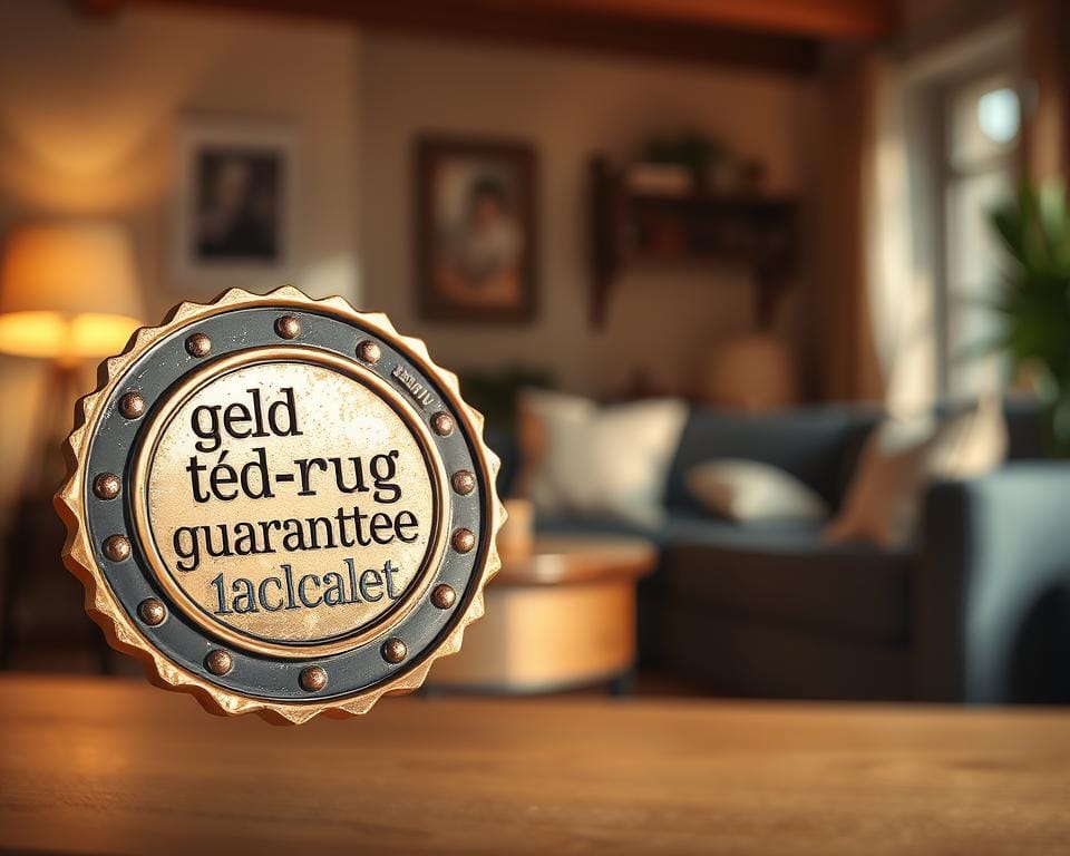A vibrant, high-resolution image of a "geld terug garantie" seal or stamp in the foreground, against a soft, blurred background depicting a cozy, inviting living room setting. The seal should be prominently displayed, showcasing its metallic texture and elegant design, with intricate patterns and a distinct "geld terug garantie" inscription. The lighting should be warm and natural, creating a sense of trustworthiness and reliability. The overall composition should convey a feeling of security, reassurance, and customer satisfaction, perfectly aligning with the "7 dagen geld-terug-garantie" section of the article. A vibrant, high-resolution image of a "geld terug garantie" seal or stamp in the foreground, against a soft, blurred background depicting a cozy, inviting living room setting. The seal should be prominently displayed, showcasing its metallic texture and elegant design, with intricate patterns and a distinct "geld terug garantie" inscription. The lighting should be warm and natural, creating a sense of trustworthiness and reliability. The overall composition should convey a feeling of security, reassurance, and customer satisfaction, perfectly aligning with the "7 dagen geld-terug-garantie" section of the article.