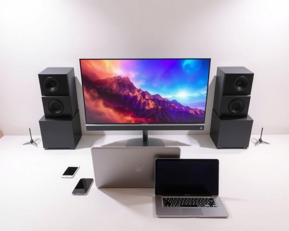 Prompt A sleek, modern television surrounded by a variety of supported devices, including a laptop, tablet, and smartphone, all seamlessly integrated with a premium IPTV service. The television is positioned prominently in the center, its screen displaying vivid, high-quality imagery. The supporting devices are arranged neatly around it, creating a harmonious and visually appealing composition. The lighting is soft and indirect, casting a warm, inviting glow on the scene. The overall atmosphere conveys a sense of technological sophistication and ease of use, reflecting the premium nature of the IPTV service. Prompt A sleek, modern television surrounded by a variety of supported devices, including a laptop, tablet, and smartphone, all seamlessly integrated with a premium IPTV service. The television is positioned prominently in the center, its screen displaying vivid, high-quality imagery. The supporting devices are arranged neatly around it, creating a harmonious and visually appealing composition. The lighting is soft and indirect, casting a warm, inviting glow on the scene. The overall atmosphere conveys a sense of technological sophistication and ease of use, reflecting the premium nature of the IPTV service.